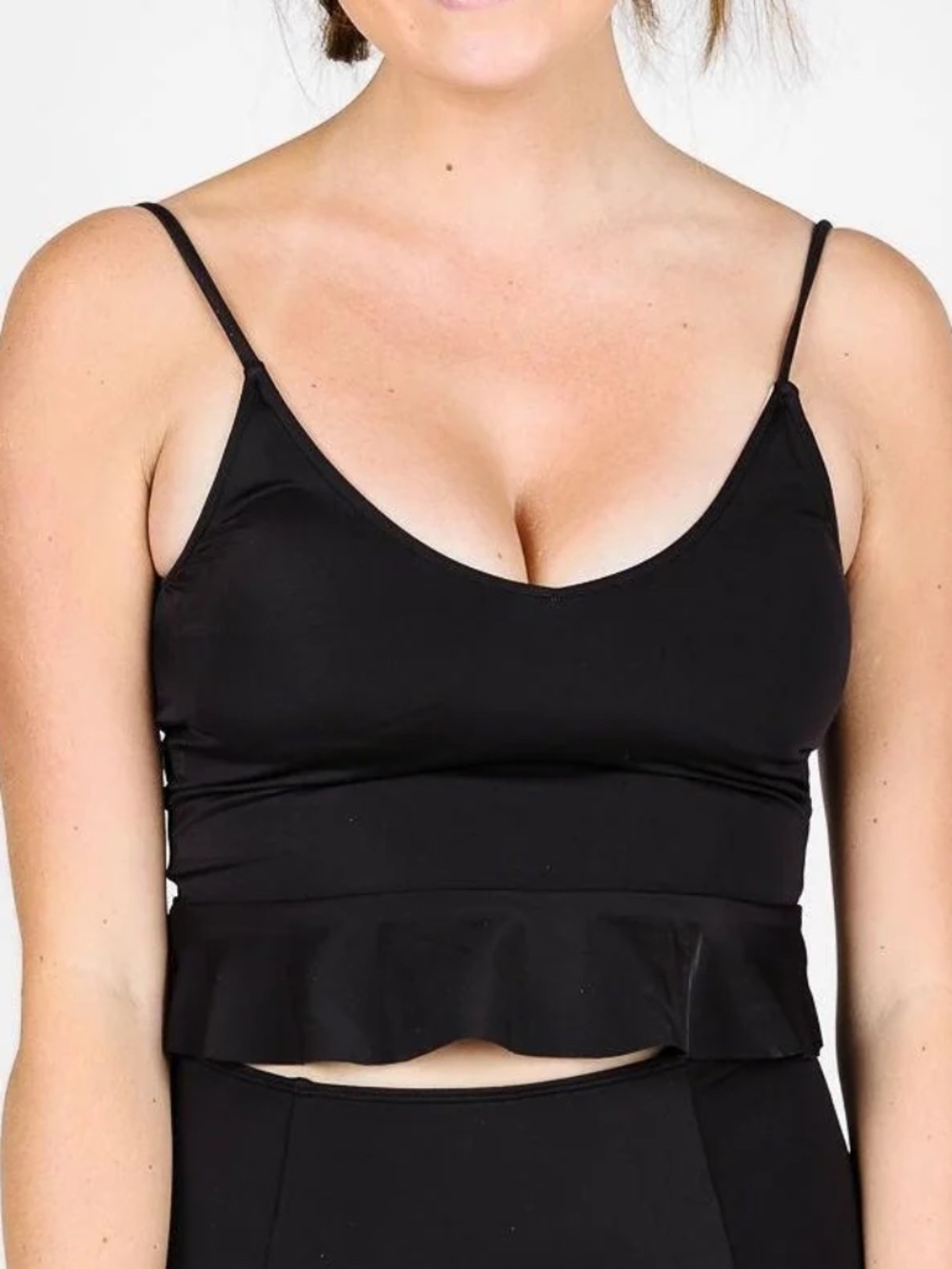 Kortni Jeane Black Scoop Back Swim Top